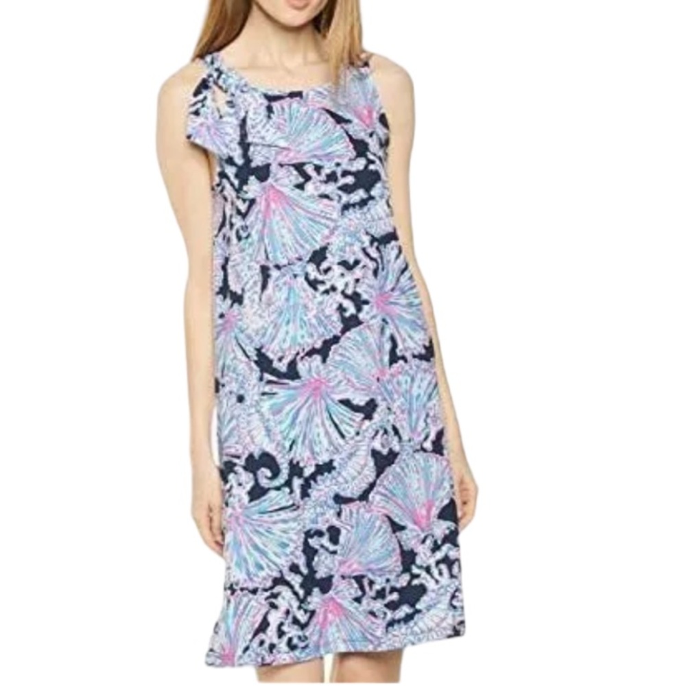 Lilly Pulitzer Luella Tank Dress in Deep Sea Navy Shells Bells Style 002329 XL
